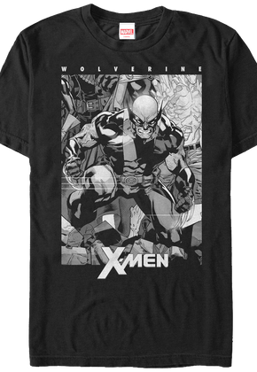 Black and White Wolverine X-Men T-Shirt
