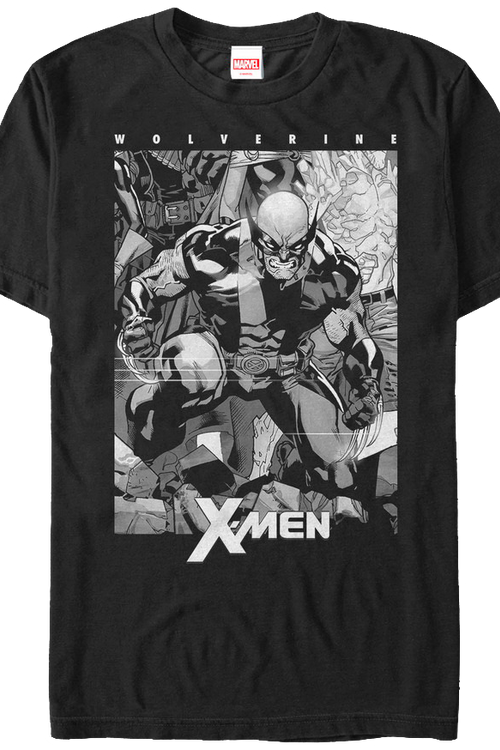 Black and White Wolverine X-Men T-Shirt - main product image