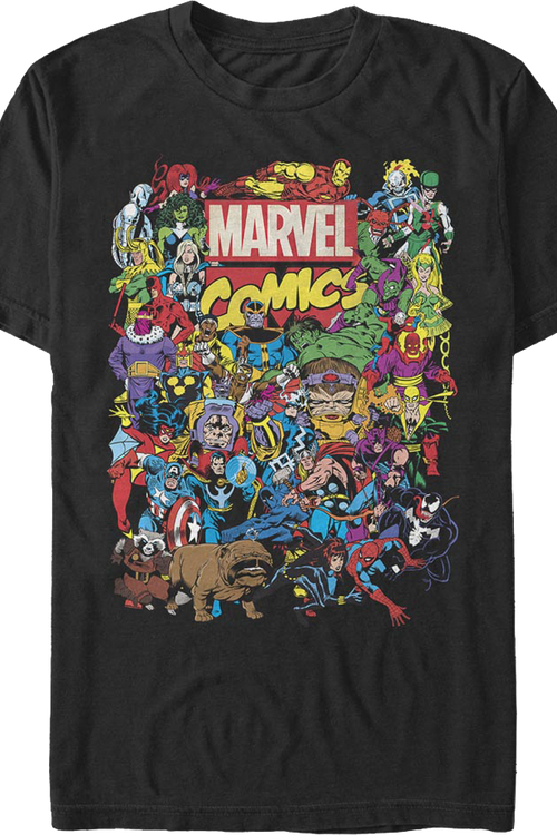 Black Greatest Characters Collage Marvel Comics T-Shirtmain product image