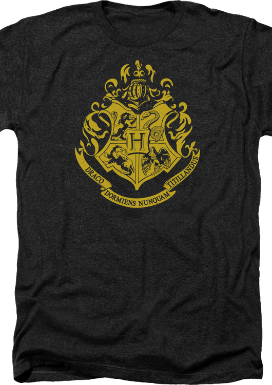 Black Heather Hogwarts Crest Harry Potter T-Shirt - main product image