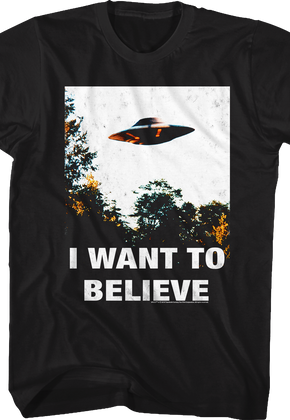 Black I Want To Believe Poster X-Files T-Shirt