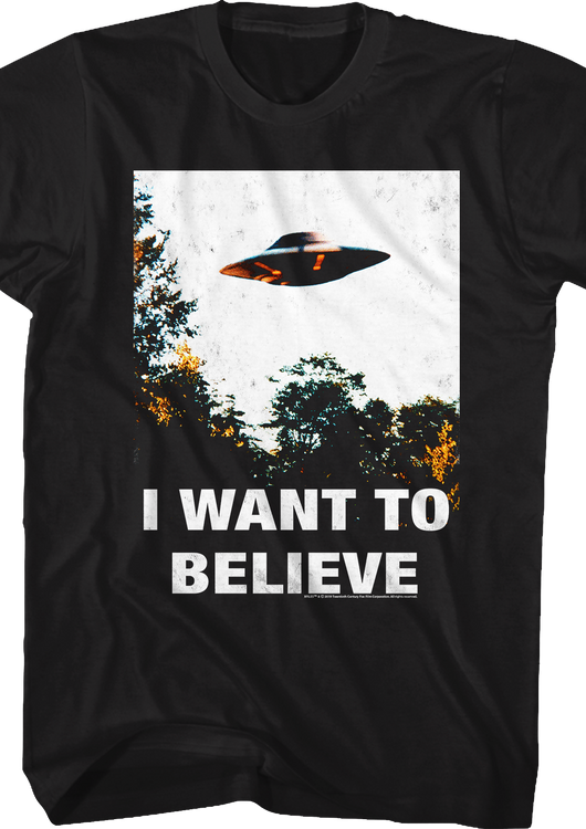 Black I Want To Believe Poster X-Files T-Shirt - main product image
