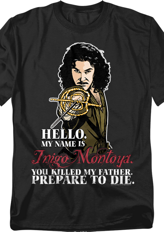 Black Inigo Montoya Illustration Princess Bride T-Shirt - main product image