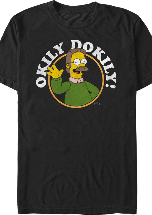 Black Ned Flanders Okily Dokily Simpsons T-Shirt - main product image