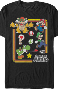 Black Nintendo Characters Super Mario Bros. T-Shirt