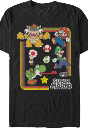 Black Nintendo Characters Super Mario Bros. T-Shirt