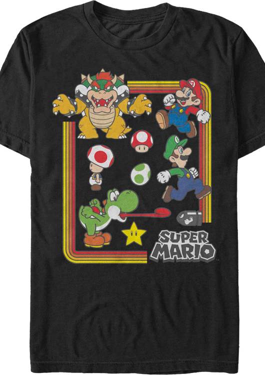Black Nintendo Characters Super Mario Bros. T-Shirt - main product image