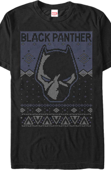 Black Panther Mask Faux Ugly Christmas Sweater Marvel Comics T-Shirt