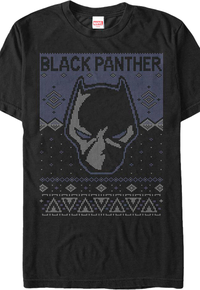Black Panther Mask Faux Ugly Christmas Sweater Marvel Comics T-Shirt