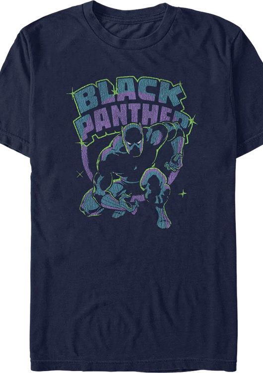 Black Panther Retro Action Pose Marvel Comics T-Shirt - main product image