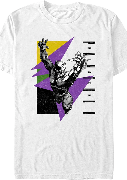 Black Panther Retro Shapes Marvel Comics T-Shirt - main product image
