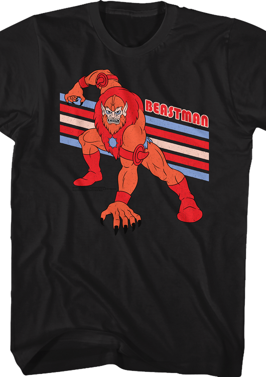 Black Retro Beast Man Masters of the Universe T-Shirt - main product image