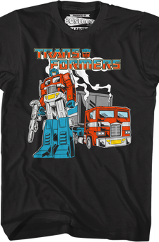 Black Retro Optimus Prime Transformers T-Shirt