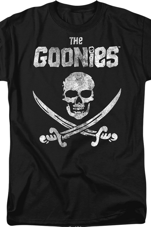 Black Vintage Skull & Crossed Swords Goonies T-Shirt - main product image