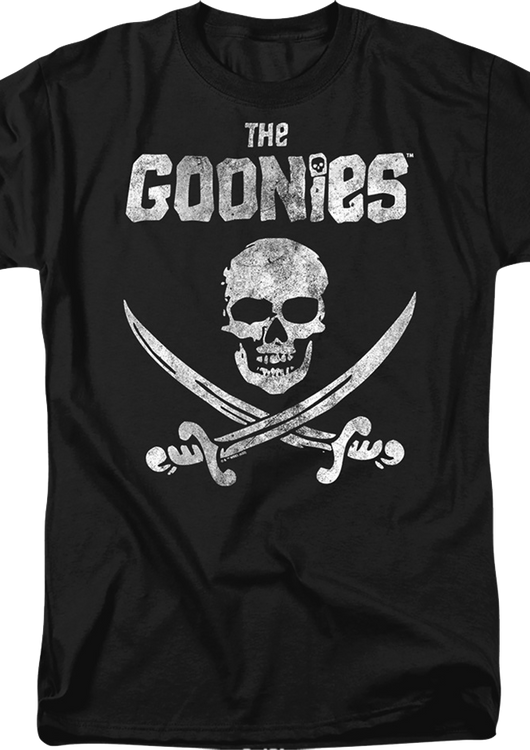 Black Vintage Skull & Crossed Swords Goonies T-Shirt - main product image