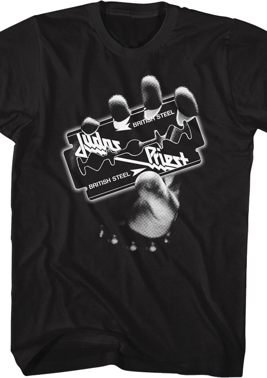 Black & White British Steel Judas Priest T-Shirt - main product image