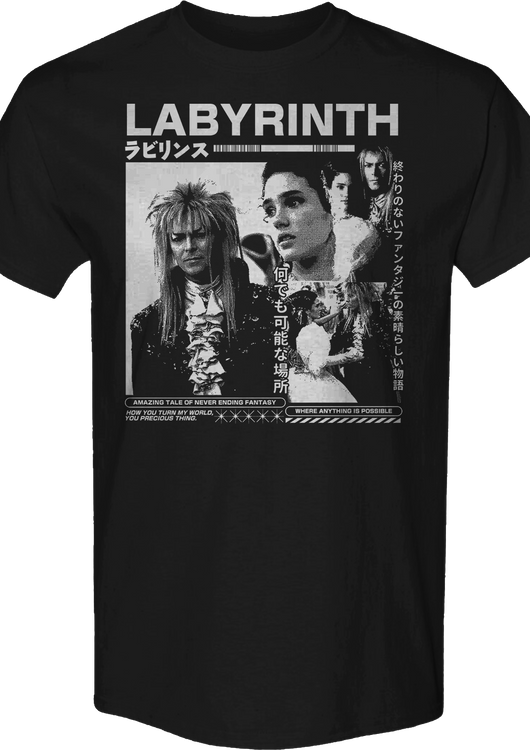 Black & White Japanese Poster Labyrinth T-Shirt - main product image
