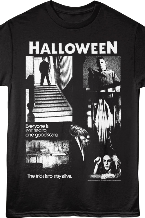 Black & White One Good Scare Collage Halloween T-Shirtmain product image