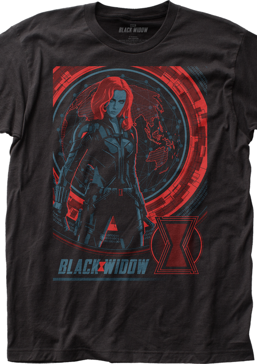 Black Widow Global Poster Marvel Comics T-Shirt - main product image