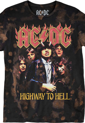 Bleached Tie Dye Highway To Hell ACDC T-Shirt