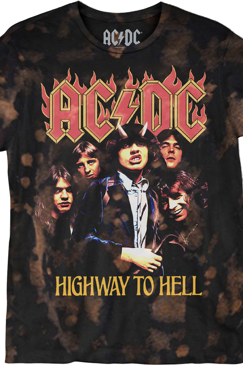 Bleached Tie Dye Highway To Hell ACDC T-Shirtmain product image