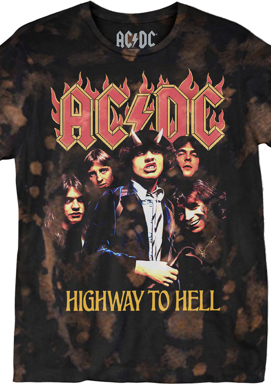 Bleached Tie Dye Highway To Hell ACDC T-Shirt - main product image