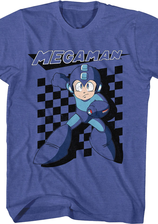 Blue Bomber Checkerboard Mega Man T-Shirt - main product image