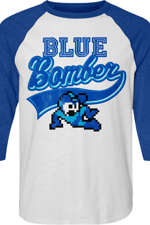 Blue Bomber Sports Logo Mega Man Raglan Baseball Shirt - main product image