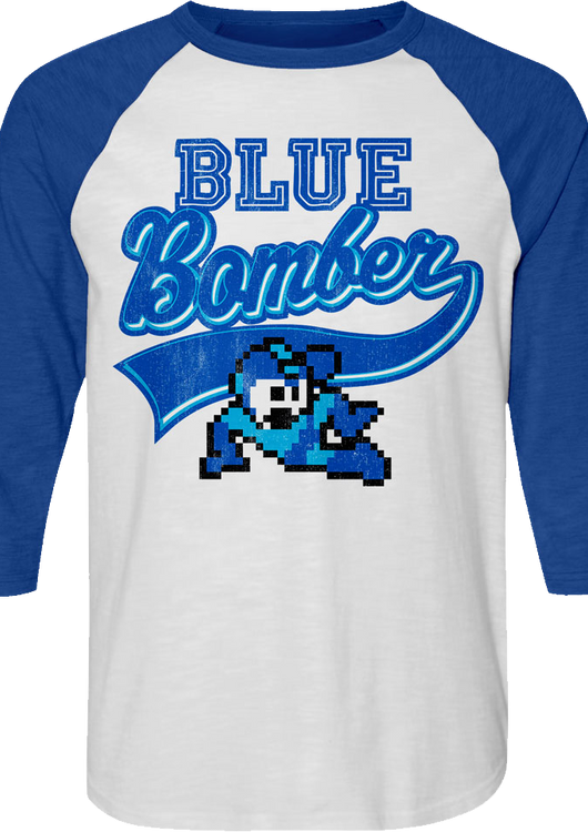 Blue Bomber Sports Logo Mega Man Raglan Baseball Shirt - main product image