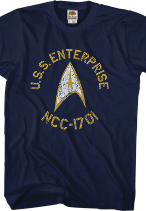 Blue Distressed USS Enterprise Star Trek T-Shirt