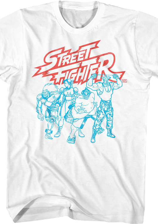 Blue Sketches Street Fighter T-Shirt - main product image