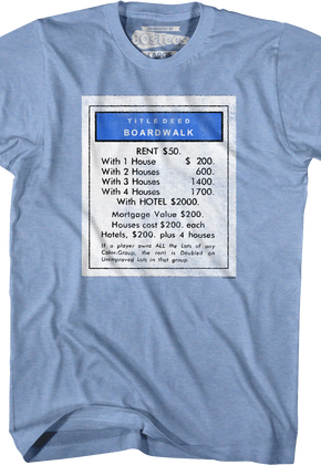 Blue Boardwalk Monopoly T-Shirt