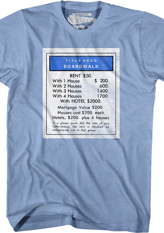 Blue Boardwalk Monopoly T-Shirt - main product image