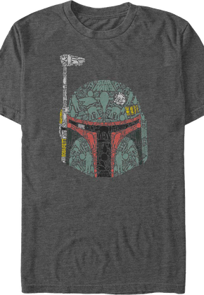 Boba Fett Helmet Collage Star Wars T-Shirt