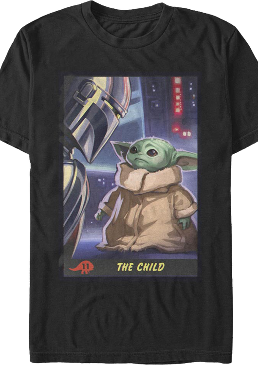 Bounty Hunter and Child Trading Card The Mandalorian Star Wars T-Shirt - main product image