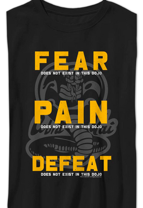 Boys Youth Fear Pain Defeat Do Not Exist In This Dojo Cobra Kai Shirt