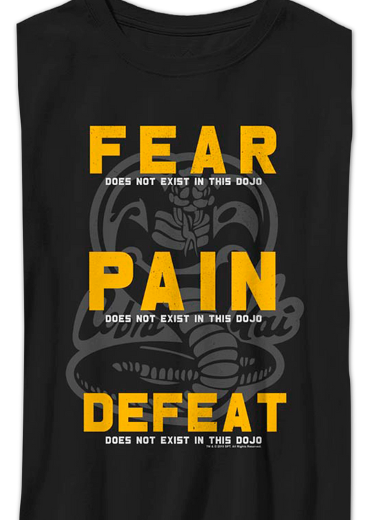Boys Youth Fear Pain Defeat Do Not Exist In This Dojo Cobra Kai Shirt - main product image