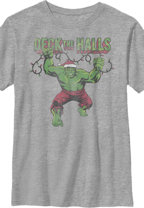 Boys Youth Incredible Hulk Deck The Halls Marvel Comics Shirt