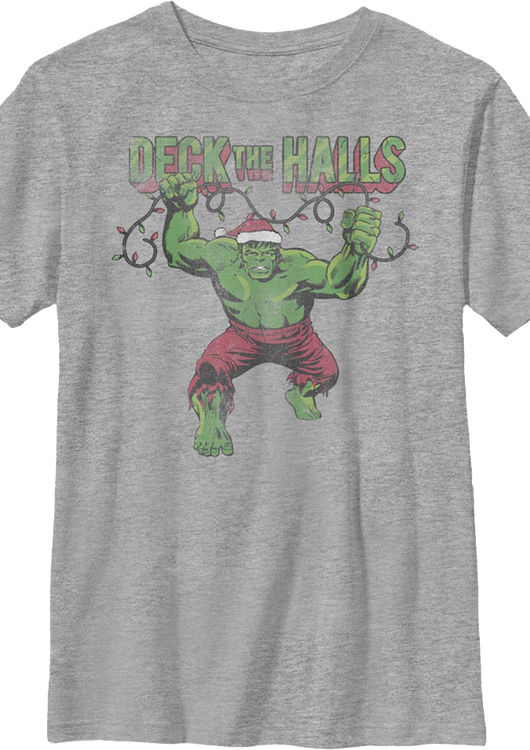 Boys Youth Incredible Hulk Deck The Halls Marvel Comics Shirt - main product image