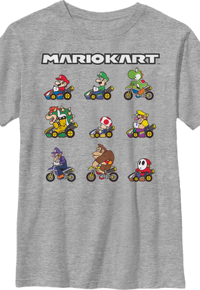 Boys Youth Mario Kart Characters Nintendo Shirt