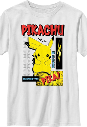 Boys Youth Pikachu Electric Type Pokemon Shirt