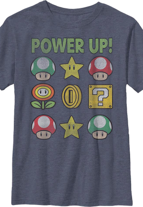Boys Youth Power Up Super Mario Bros. Shirt