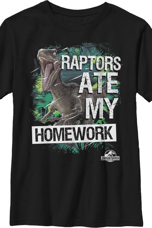 Boys Youth Raptors Ate My Homework Jurassic Park Shirtmain product image