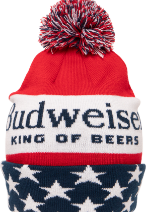 Budweiser Patriotic Cuff Pom Beanie