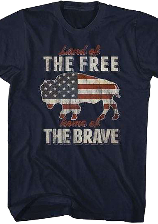 Buffalo Land Of The Free Home Of The Brave T-Shirt - main product image