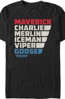 Callsign Names Top Gun T-Shirt