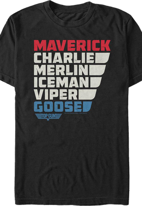 Callsign Names Top Gun T-Shirt
