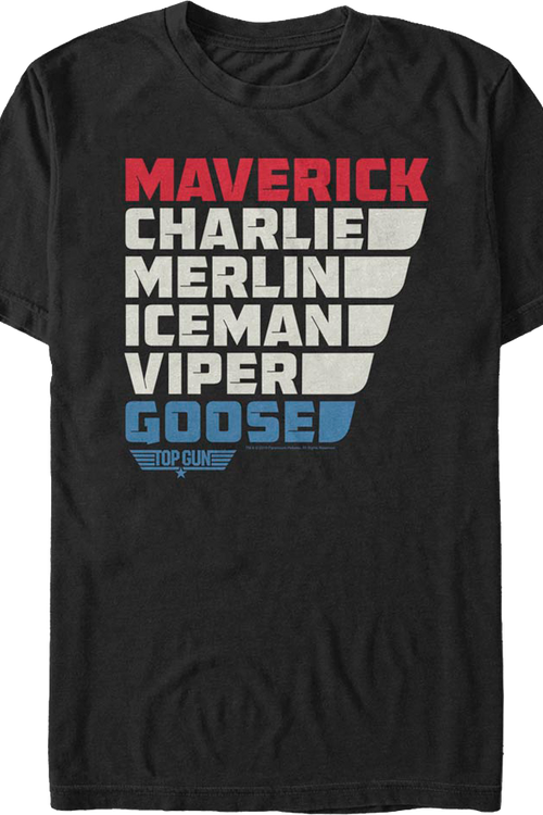 Callsign Names Top Gun T-Shirtmain product image