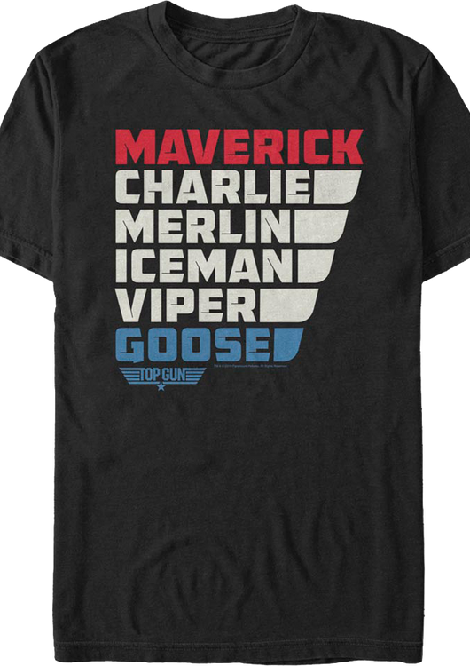 Callsign Names Top Gun T-Shirt - main product image