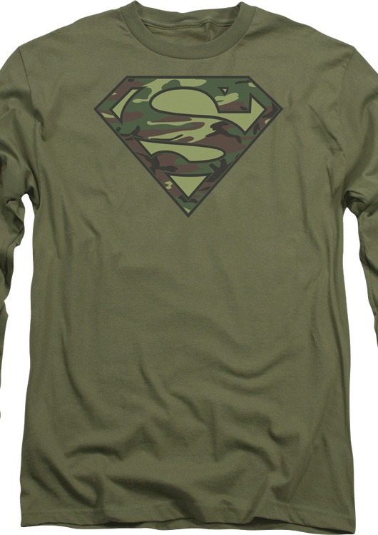 Camouflage Superman Logo DC Comics Long Sleeve Shirt - main product image